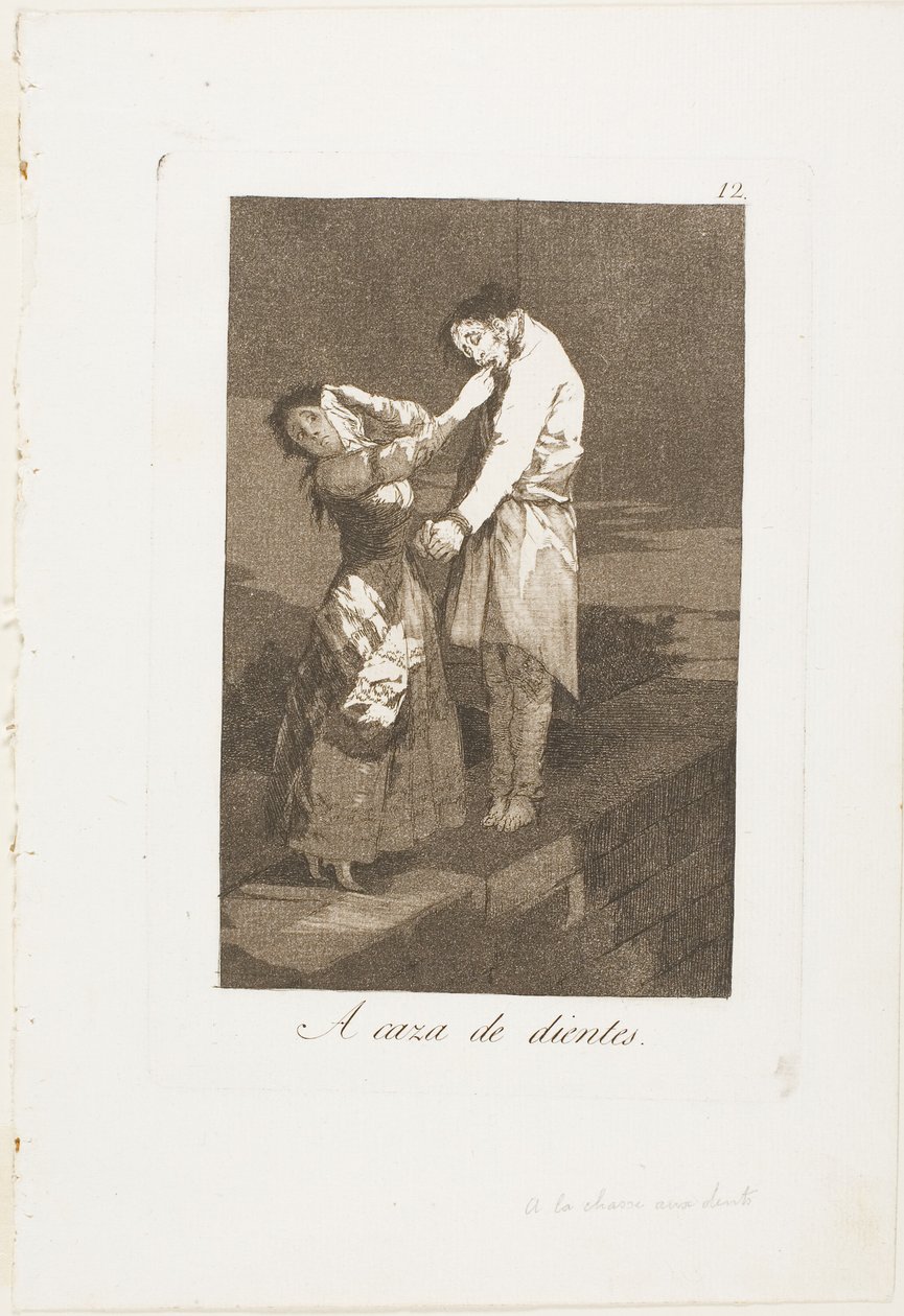 Out Hunting for Theths, kilpi kaksitoista Los Caprichosista tekijältä Francisco Jose de Goya y Lucientes