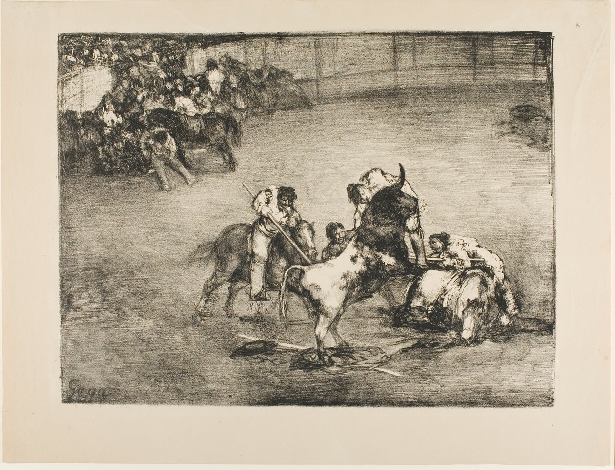 Picador, jonka härä kiinni, elokuvasta The Bulls of Bordeaux tekijältä Francisco Jose de Goya y Lucientes