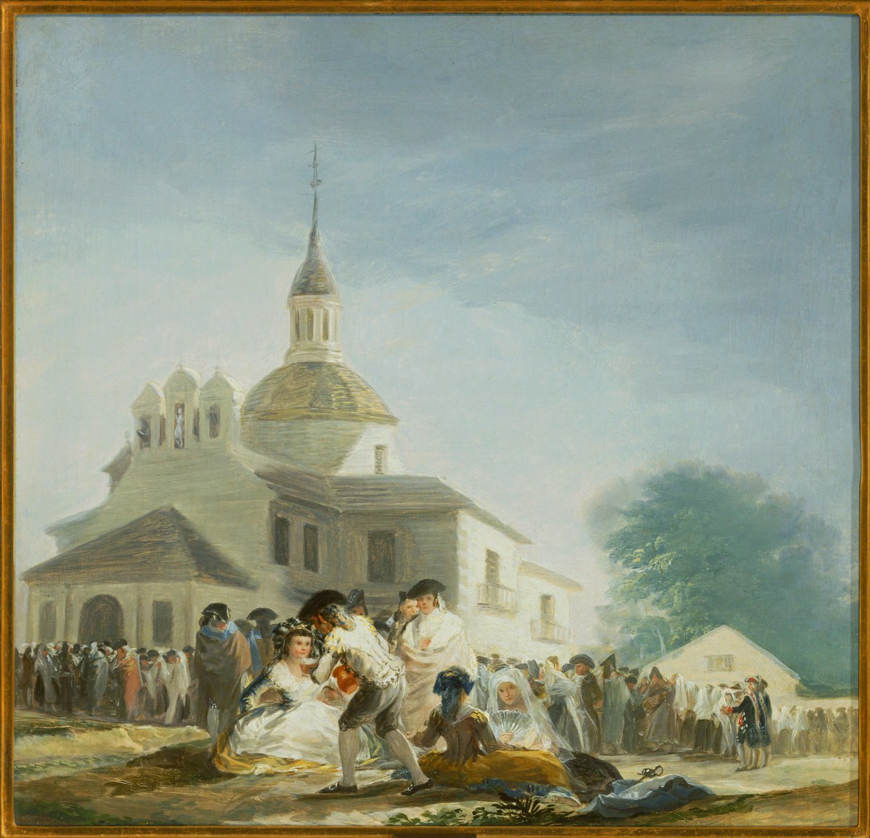 Pyhiinvaeltajat Pyhän Isidorin kappelin edessä La ermita de San Isidro el dia de la fiesta ... (maalaus kankaalle) tekijältä Francisco Jose de Goya y Lucientes