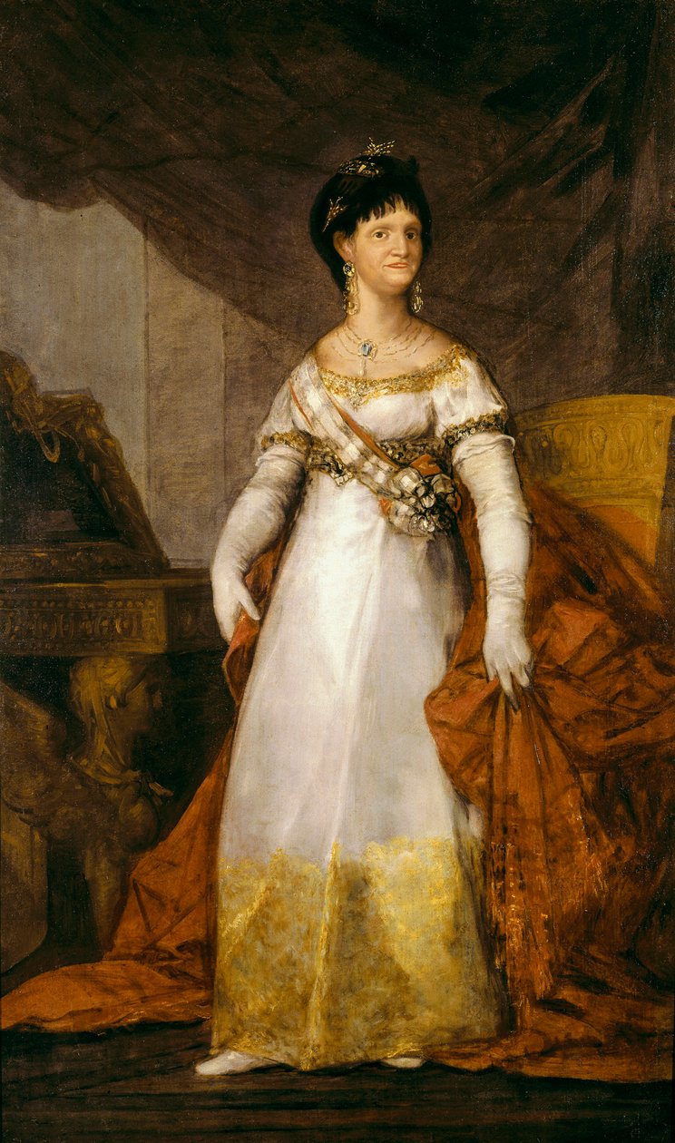 "" Bourbon Parman kuningatar Mary Louisen muotokuva (1751-1819) "" Francisco de Goyan ja Lucientsin (1746-1828) maalaus 1800-1810 Bilbao. Kuvataidemuseo Bilbaossa tekijältä Francisco de Goya