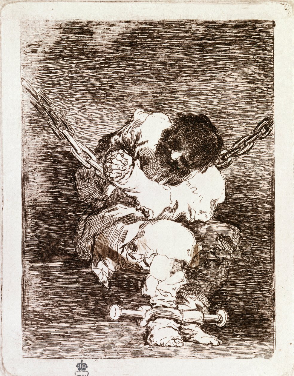 Vankien ketjuistuminen - Turvallisuus on yhtä barbaarista kuin rikos. (Kaiverrus tekijältä Francisco de Goya
