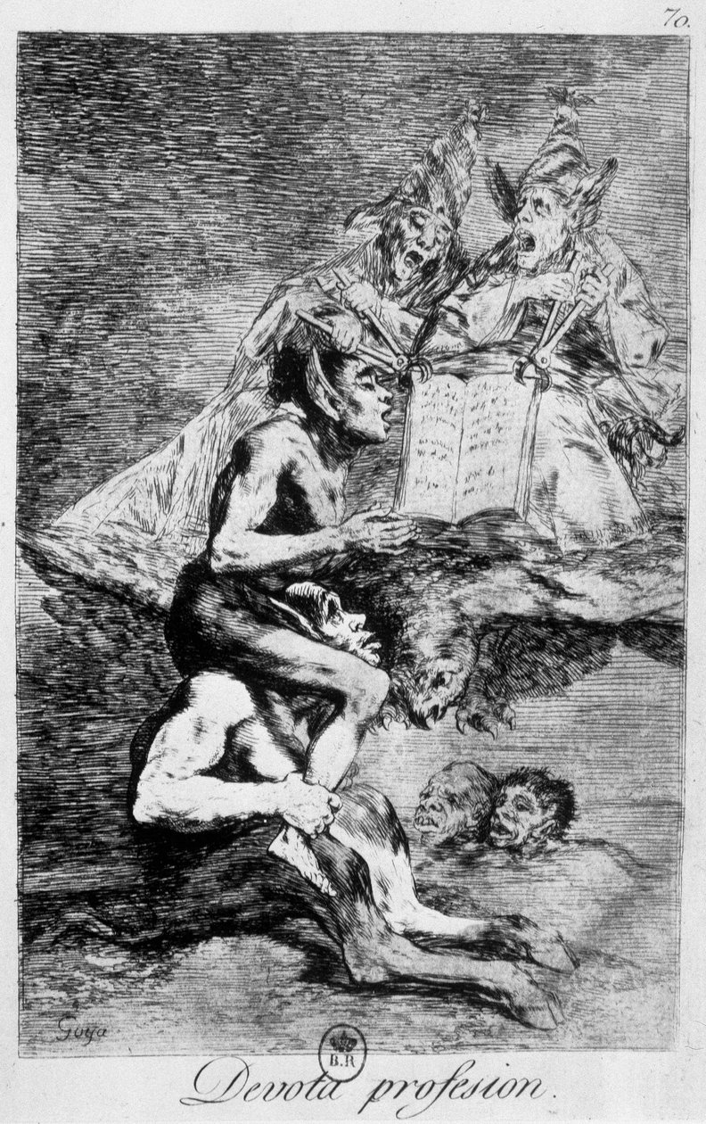 Uskon ammatti, Goyan noituuskohtaus haltioiden kanssa, 1700-luvun loppu. tekijältä Francisco de Goya