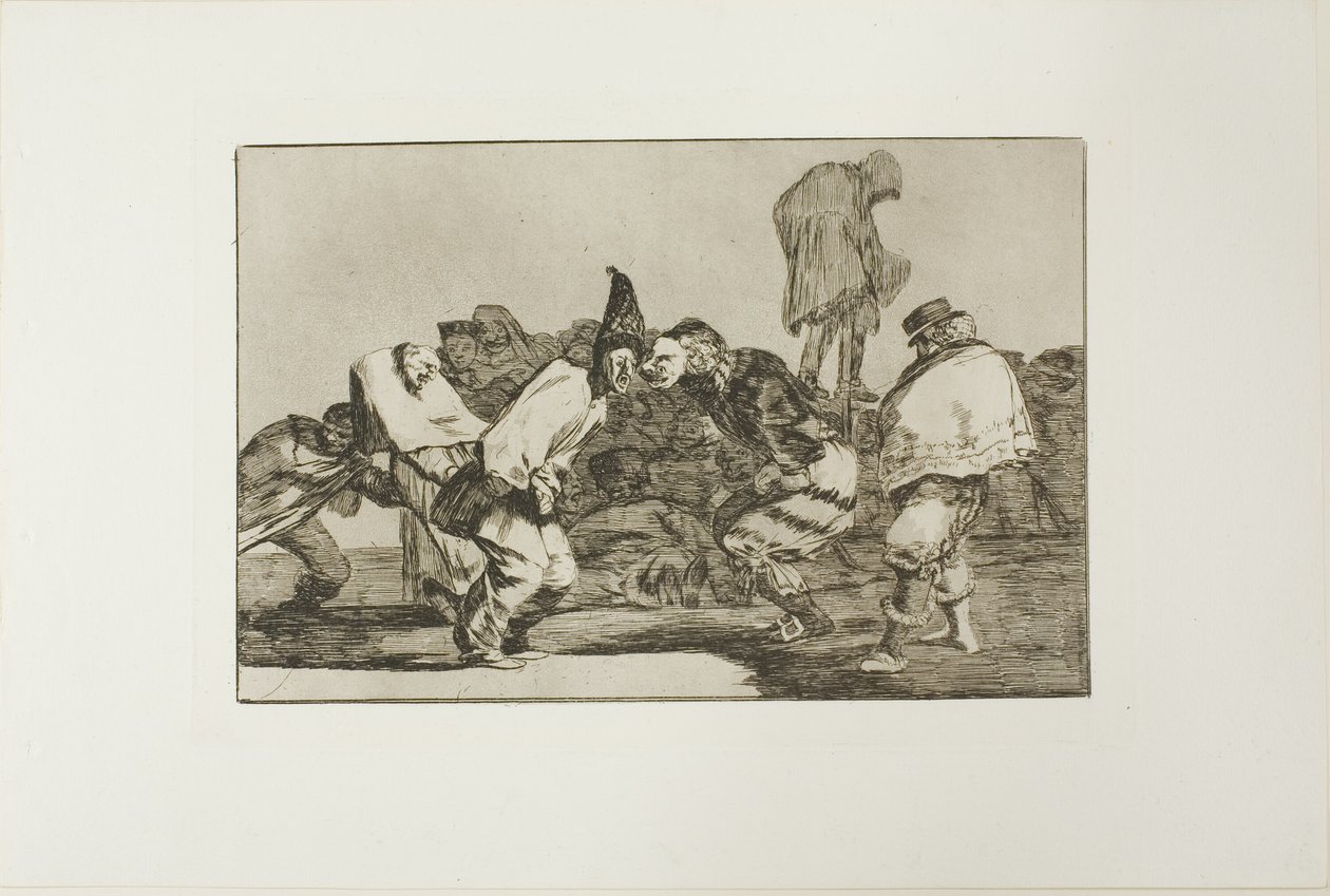 Iloitse, karnevaali, sillä huomenna tulet olemaan tuhkaa, levy 14 Los Proverbiosista tekijältä Francisco Jose de Goya y Lucientes