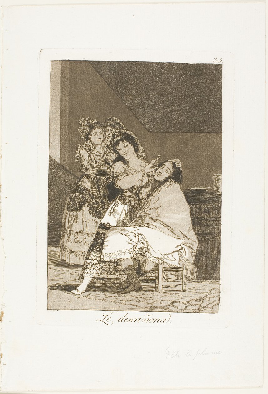 Hän fleesee hänet, levy 35 Los Caprichosista tekijältä Francisco Jose de Goya y Lucientes