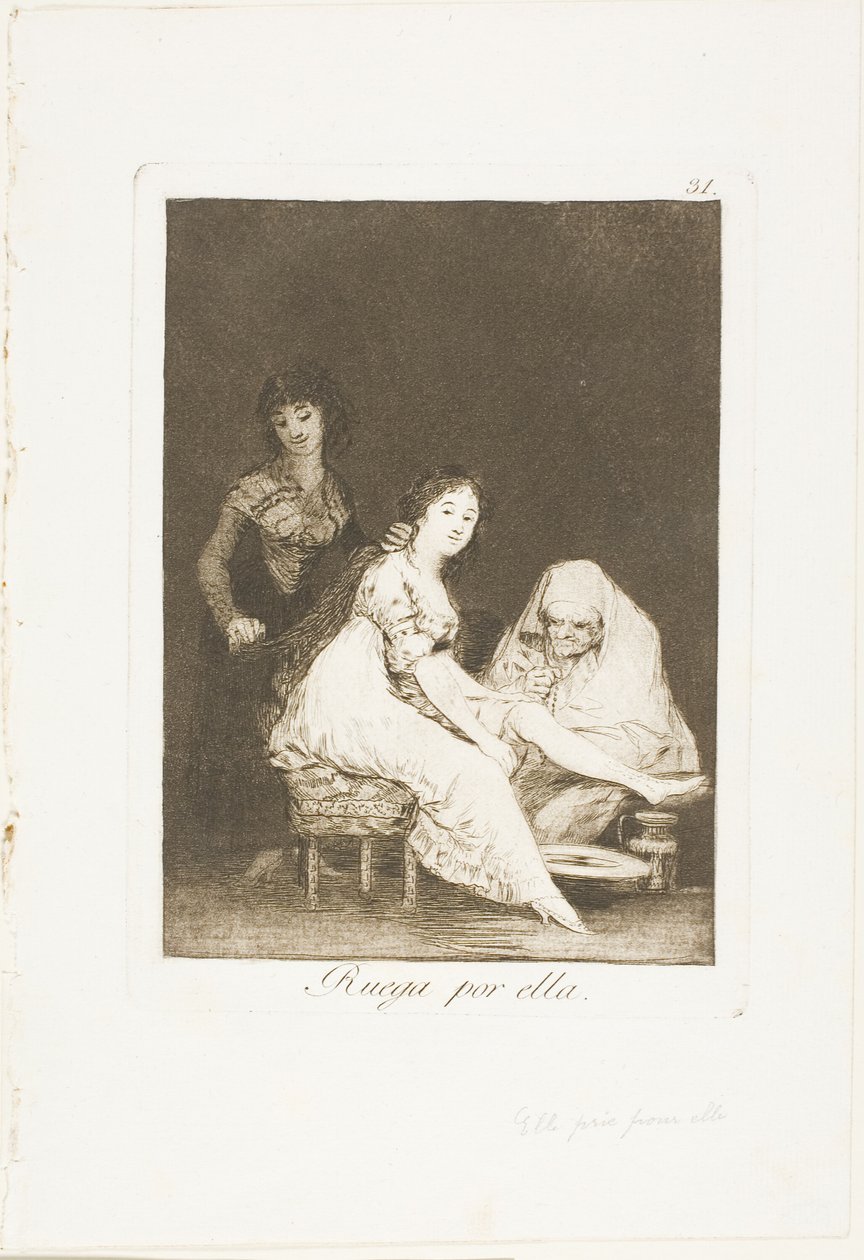 Hän rukoilee hänen puolestaan, levy 31 Los Caprichosista tekijältä Francisco Jose de Goya y Lucientes
