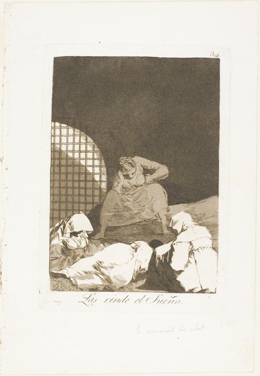 Sleep Overcomes Them, levy 34 Los Caprichosilta tekijältä Francisco Jose de Goya y Lucientes