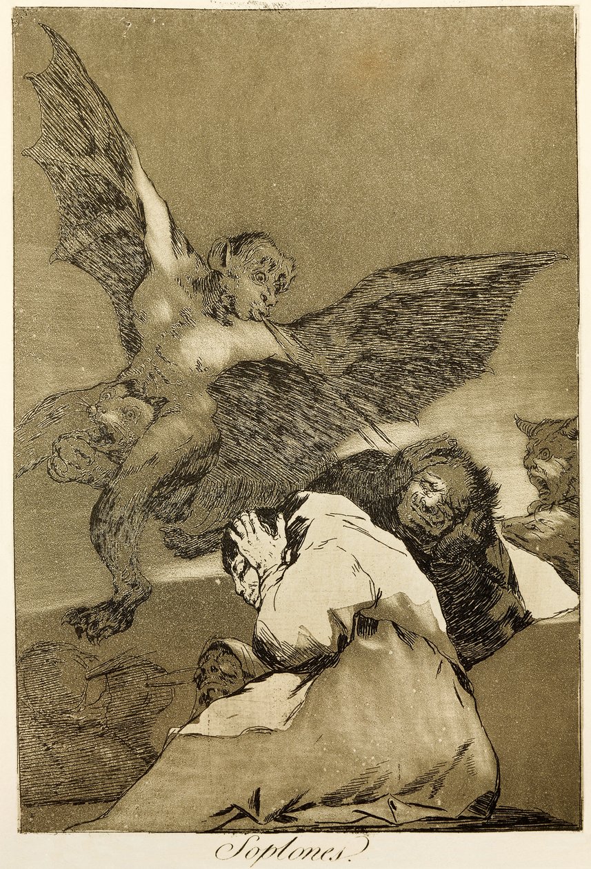 Snitches de Francisco de Goya (1746-1828), aiguafort i aiguatinta número 48 en sèrie Capricci (circaprichos)finès tekijältä Francisco Jose de Goya y Lucientes