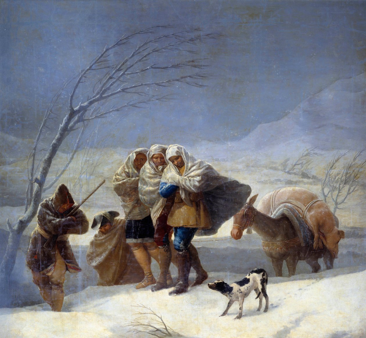 Lumimyrsky tai talvi. Francisco De Goyan maalaus (1746-1828) tekijältä Francisco de Goya