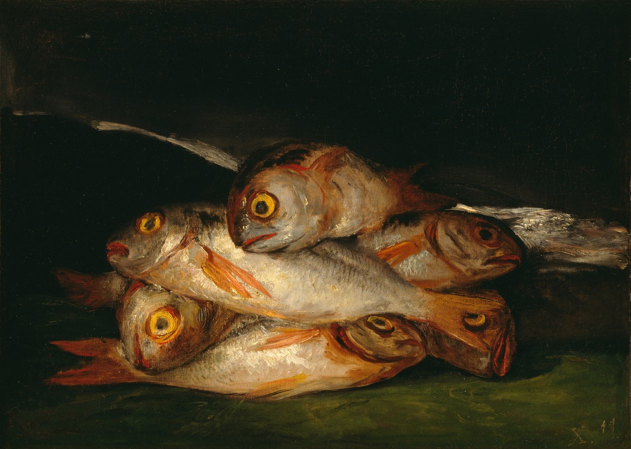 Asetelma kultaisen lahnan kanssa tekijältä Francisco de Goya