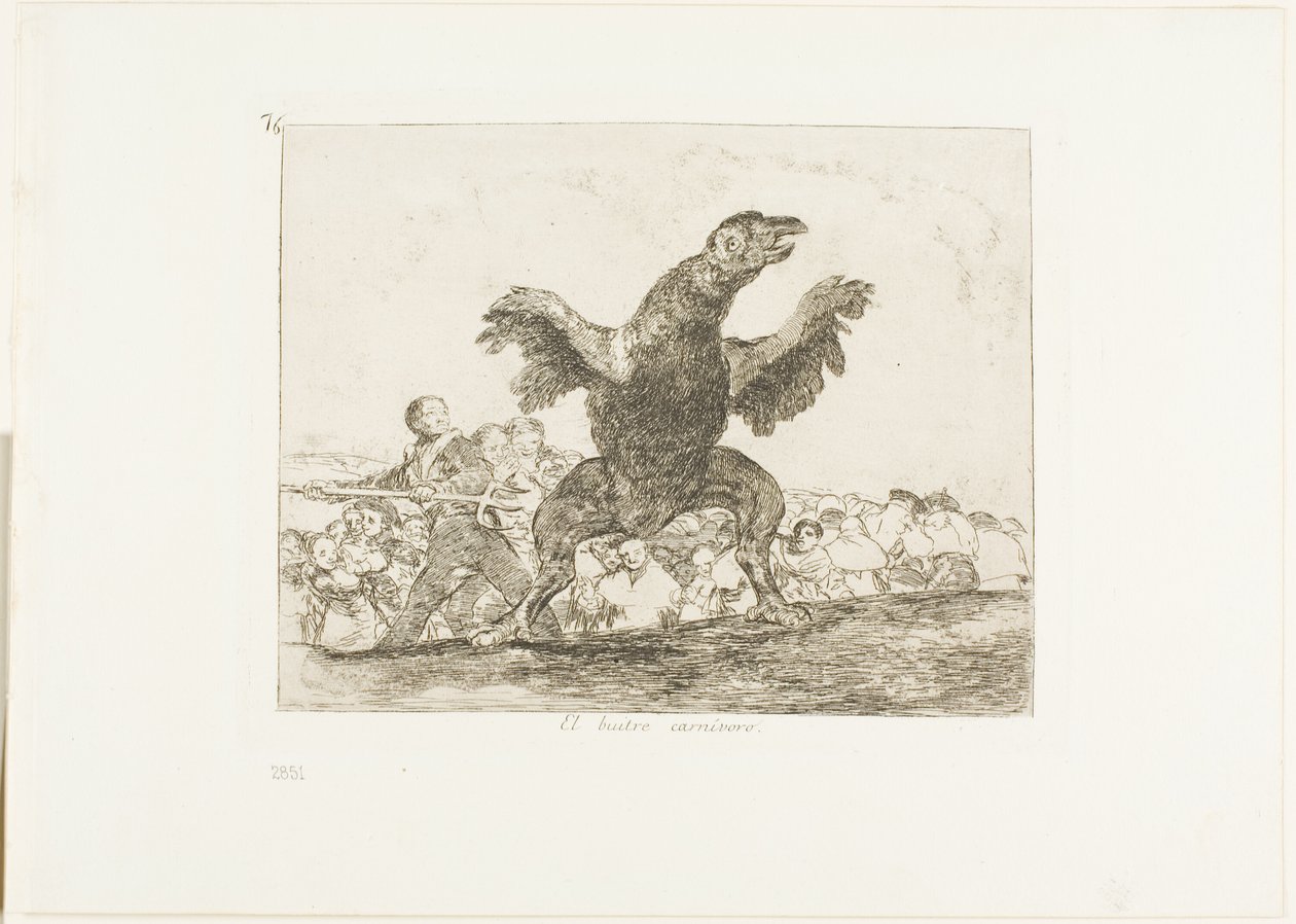The Carnivorous Vulture, levy 76 julkaisusta The Disasters of War tekijältä Francisco Jose de Goya y Lucientes