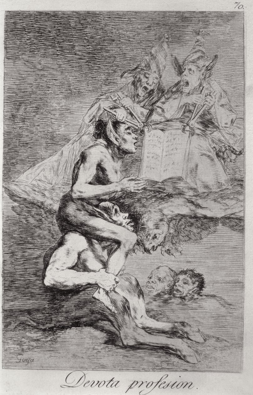 The Devout Profession, "Los caprichos" -levy 70 tekijältä Francisco Jose de Goya y Lucientes