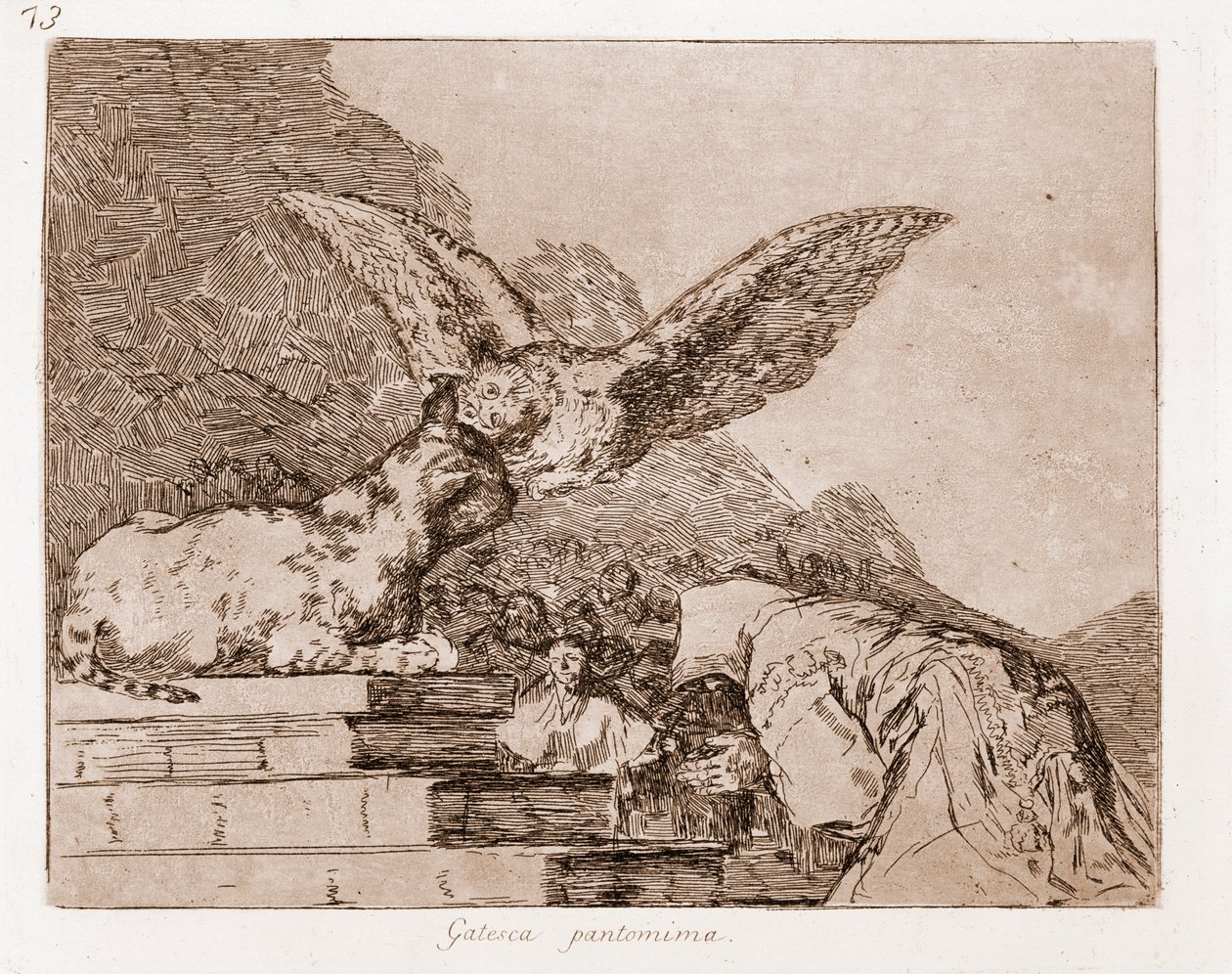 The Disasters of War: Cat Pantomiimi (etsaus alustavasta piirroksesta tekijältä Francisco de Goya