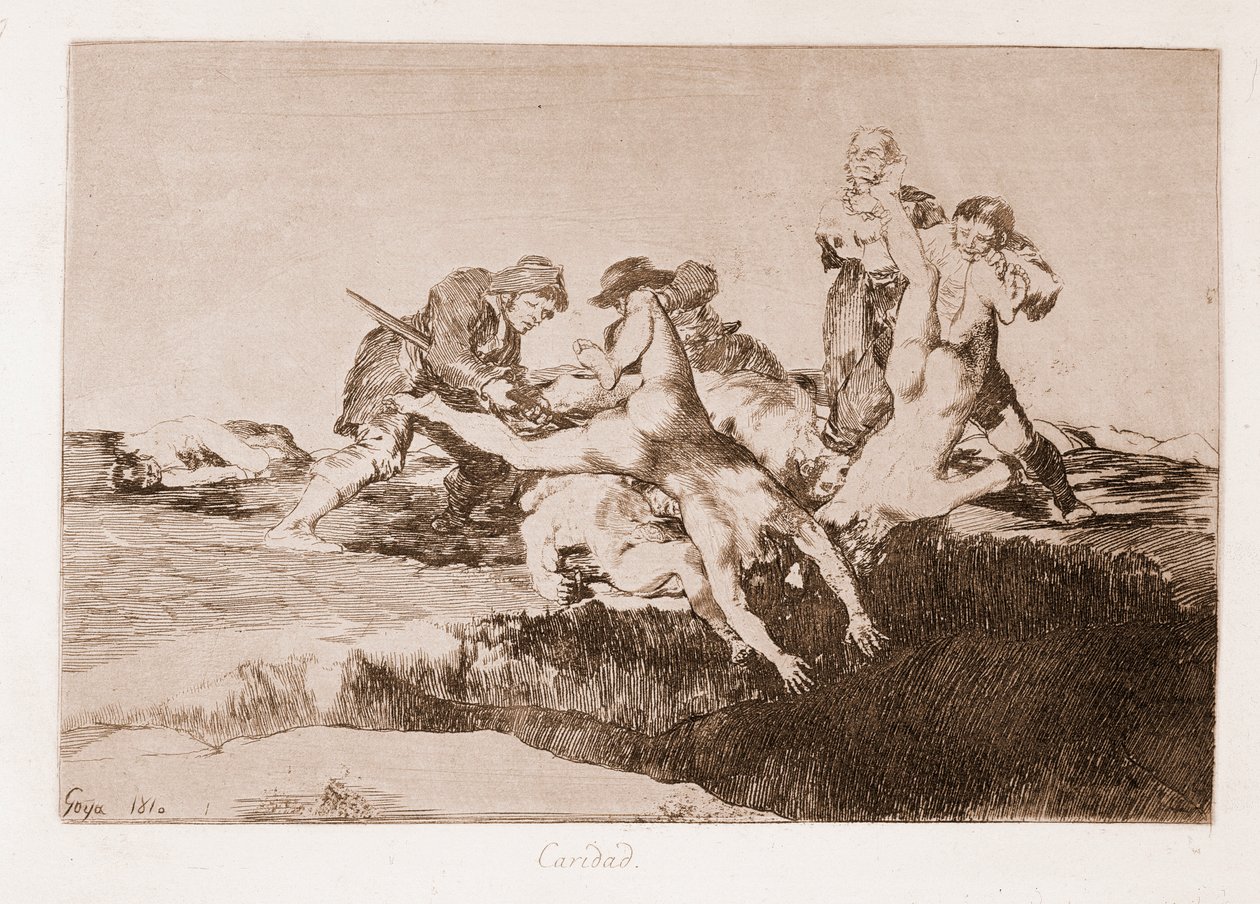 The Disasters of War: Charity (kaiverrus piirroksen jälkeen tekijältä Francisco de Goya