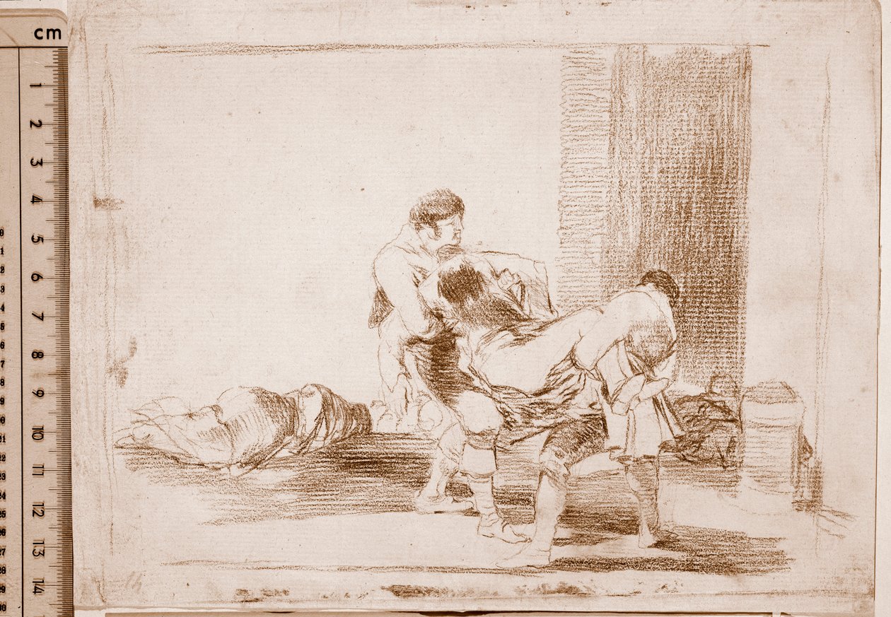 Sodan katastrofit : Hautausmaalla (Valmistuspiirustus tekijältä Francisco de Goya