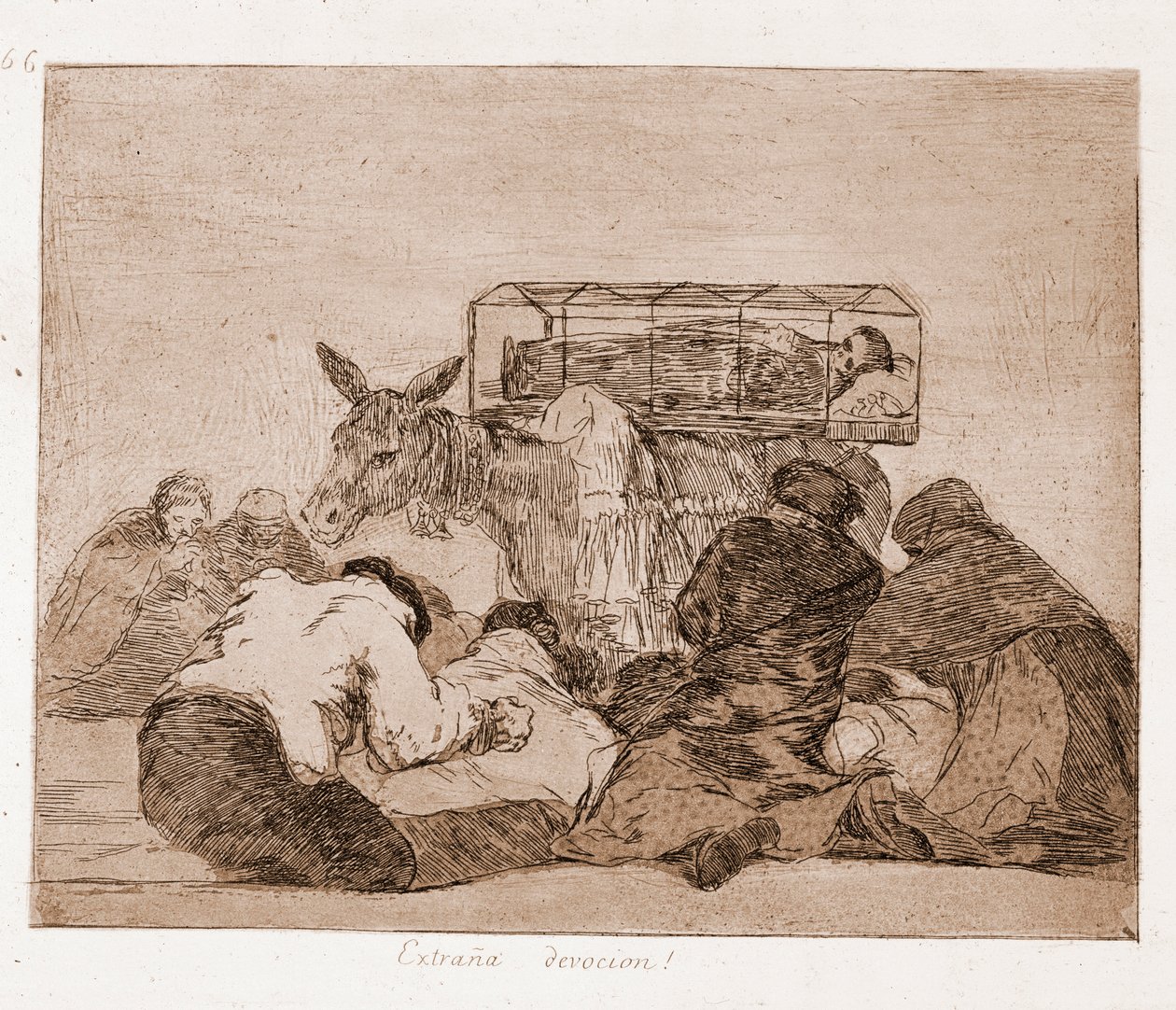 The Disasters of War: Outo omistautuminen (etsaus valmistelevasta piirroksesta tekijältä Francisco de Goya