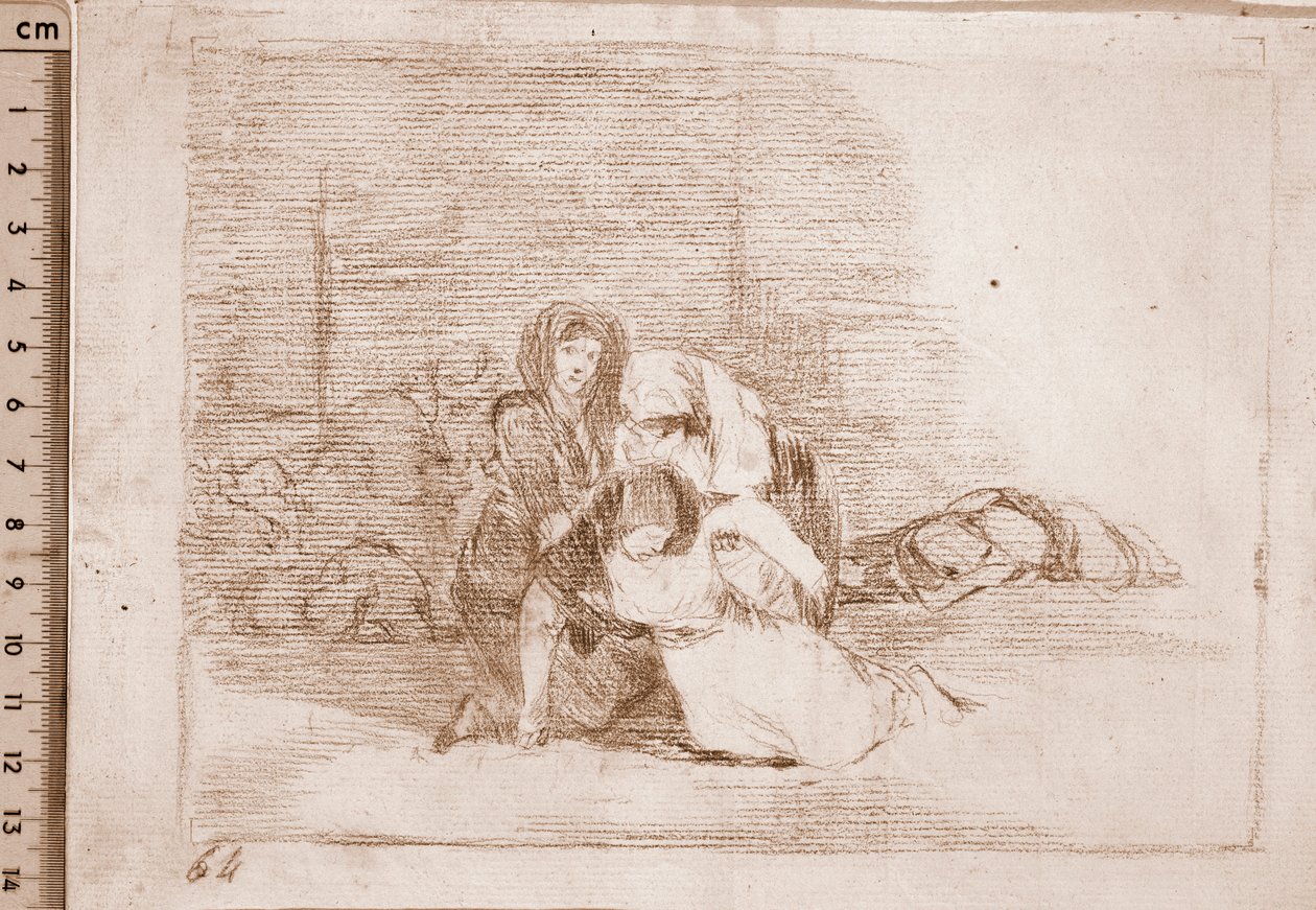 The Disasters of War: Ne eivät saavu ajoissa (valmistelupiirros tekijältä Francisco de Goya
