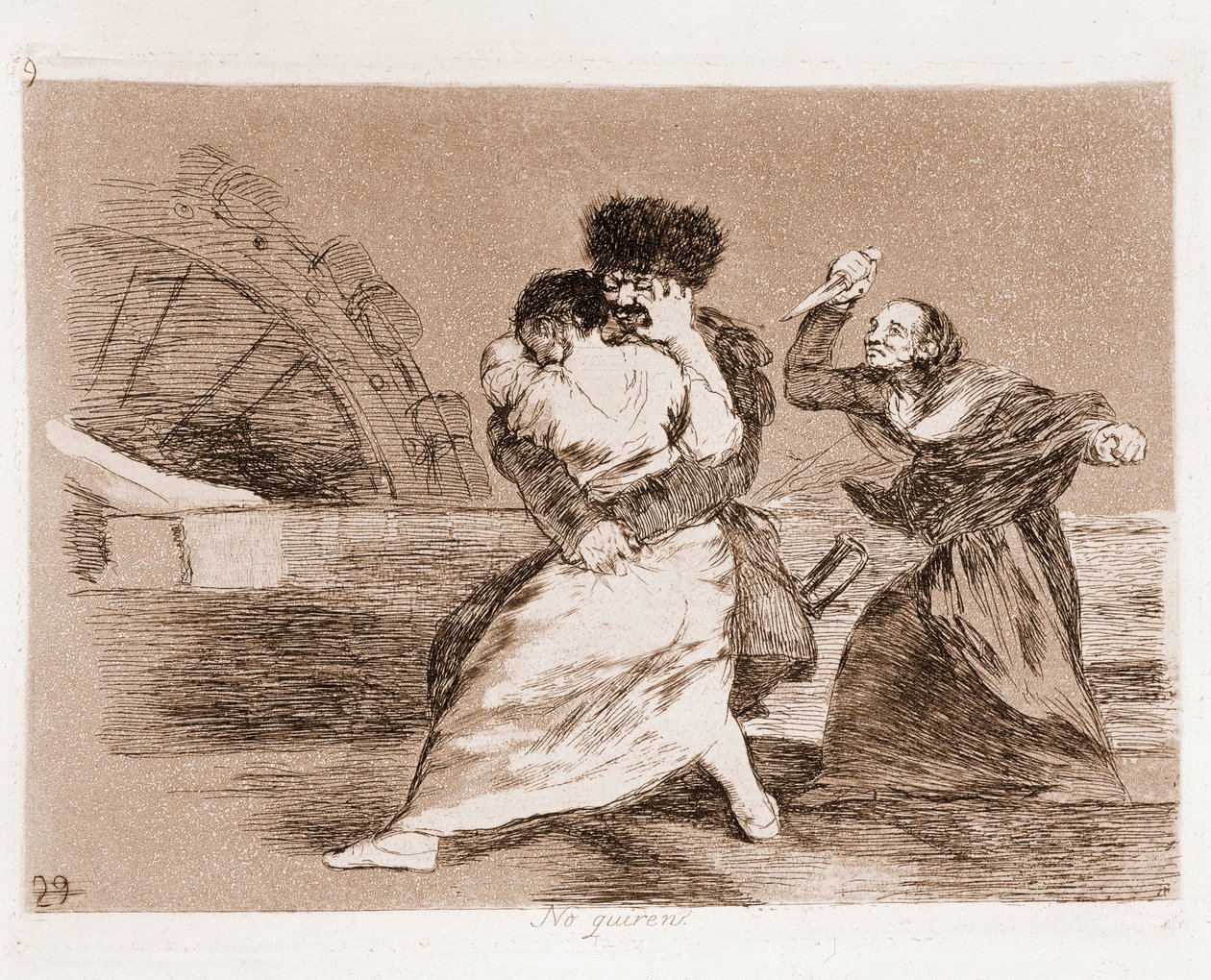 The Disasters of War: He eivät halua (etsaus valmistelevasta piirustuksesta tekijältä Francisco de Goya