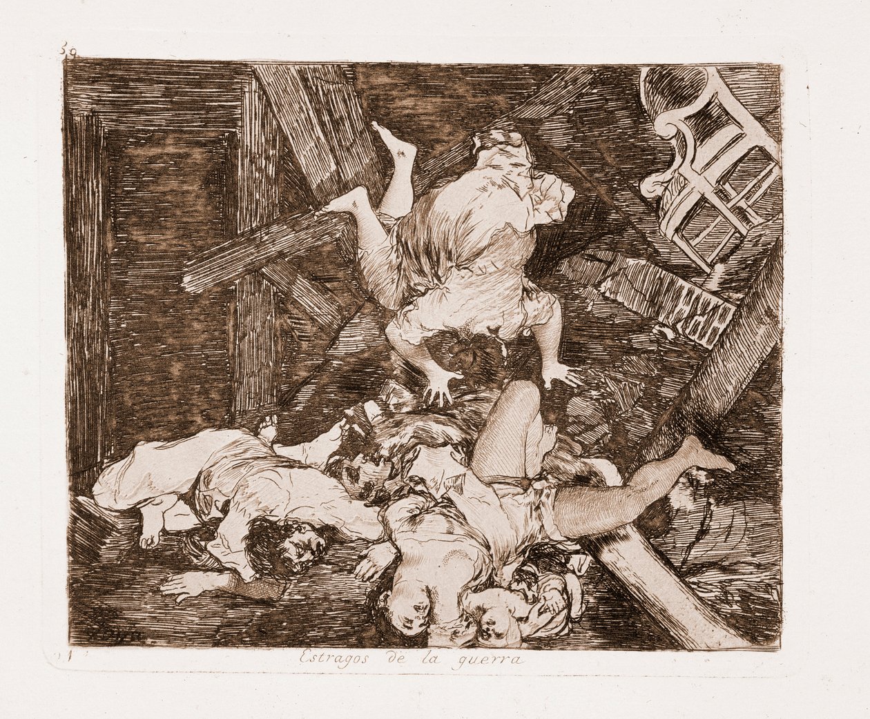 The Disasters of War: Sotavauriot (kaiverrus alustavan piirustuksen jälkeen tekijältä Francisco de Goya