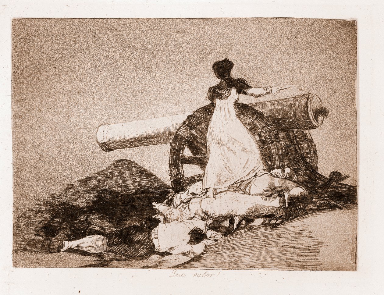 Sodan katastrofit: Mitä rohkeutta! (etsaus valmistelevasta piirustuksesta tekijältä Francisco de Goya