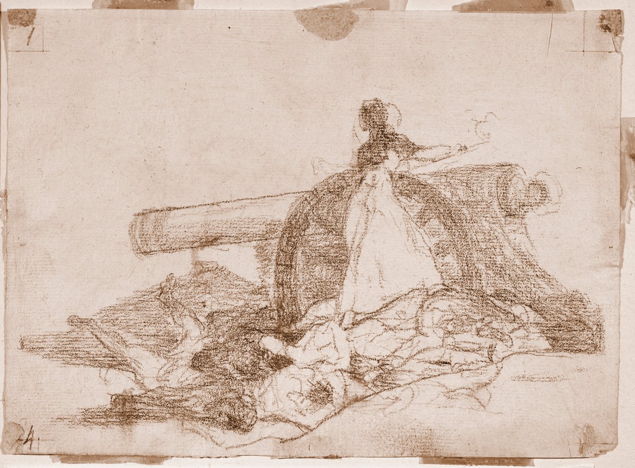 Sodan katastrofit: Mitä rohkeutta! (valmistelupiirros tekijältä Francisco de Goya