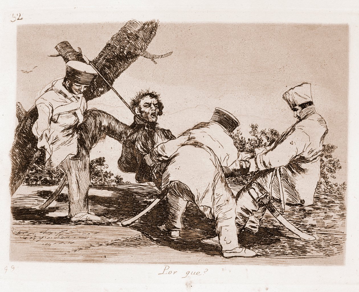 The Disasters of War: Miksi (etsaus valmistelevasta piirroksesta tekijältä Francisco de Goya