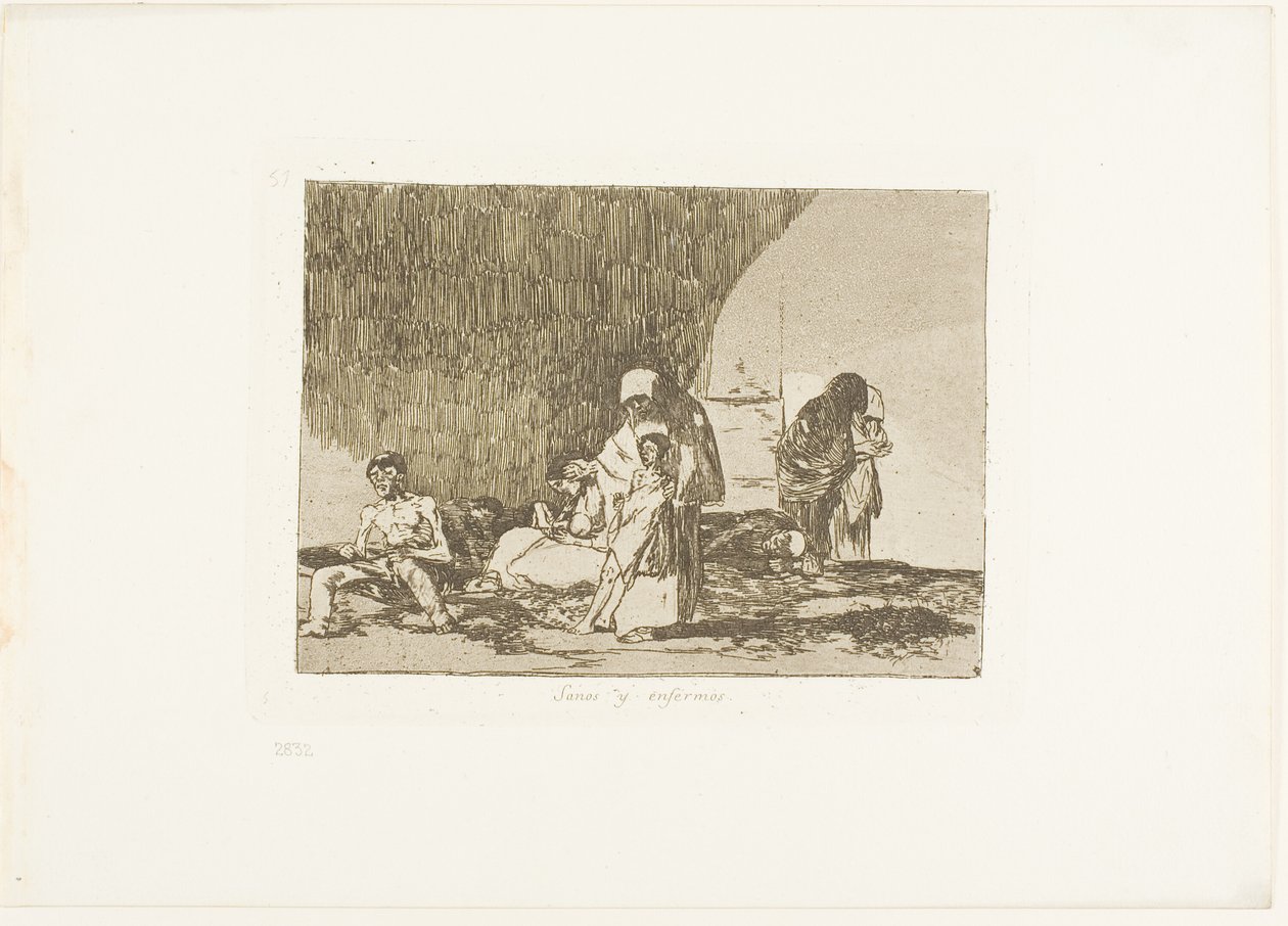 Terveet ja sairaat, levy 57 julkaisusta The Disasters of War tekijältä Francisco Jose de Goya y Lucientes