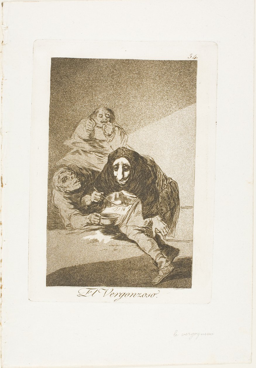 Shamefaced, levy 54 Los Caprichosista tekijältä Francisco Jose de Goya y Lucientes