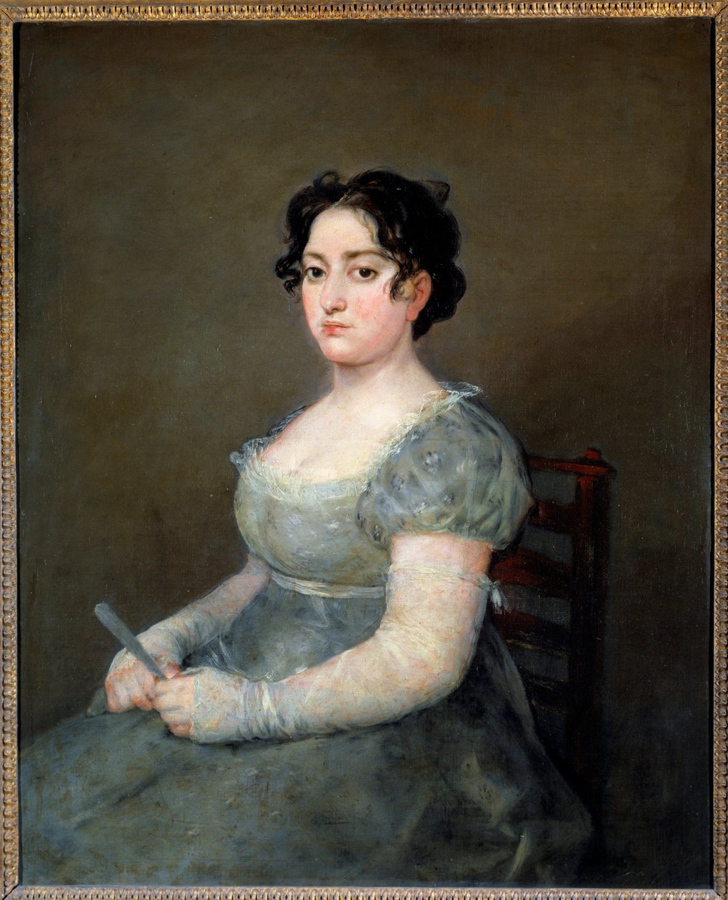 Francisco de Goyan (1746-1828) Nainen viuhkamaalauksessa 1800-luvun aurinko. 1,03x0,84 m tekijältä Francisco de Goya