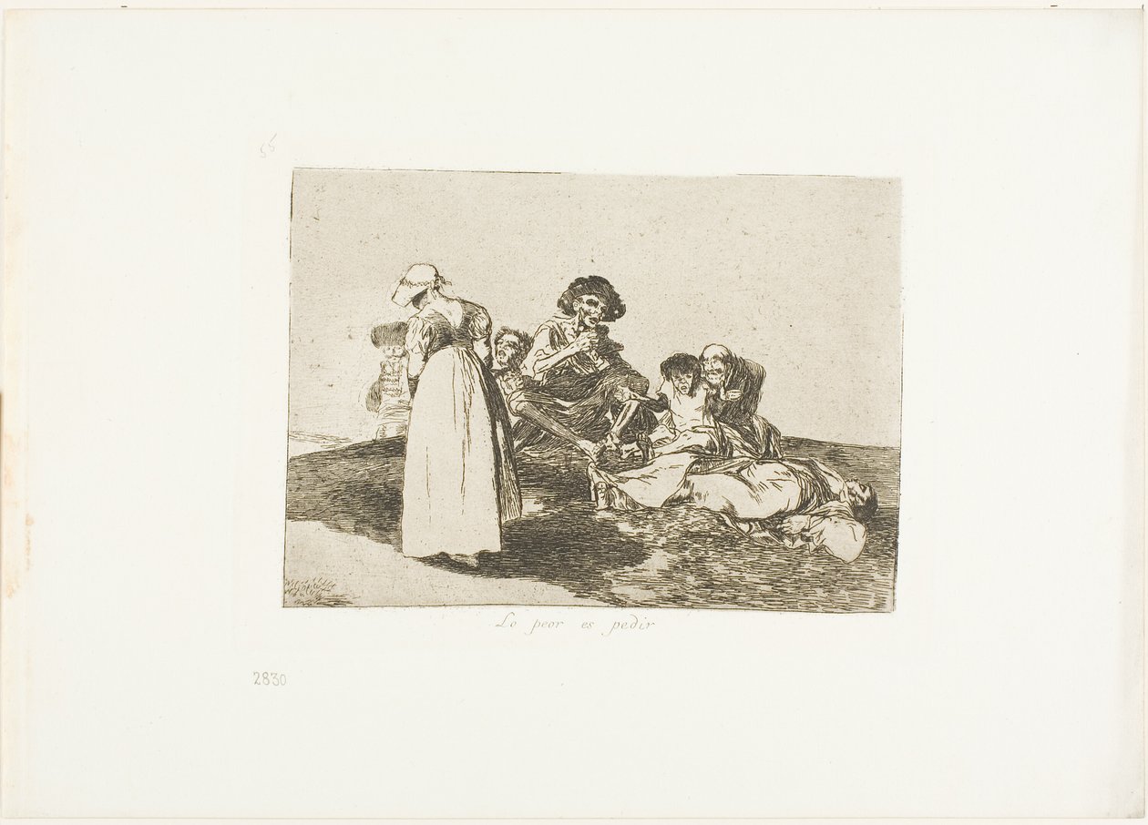 The Worst is to Beg, levy 55 julkaisusta The Disasters of War tekijältä Francisco Jose de Goya y Lucientes