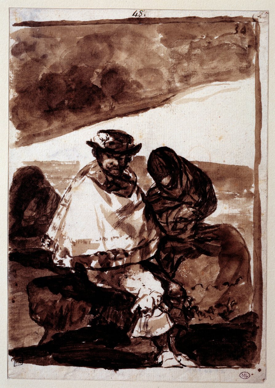 Päivämäärä. Piirustus Francisco De Goya (1746-1828) tekijältä Francisco de Goya