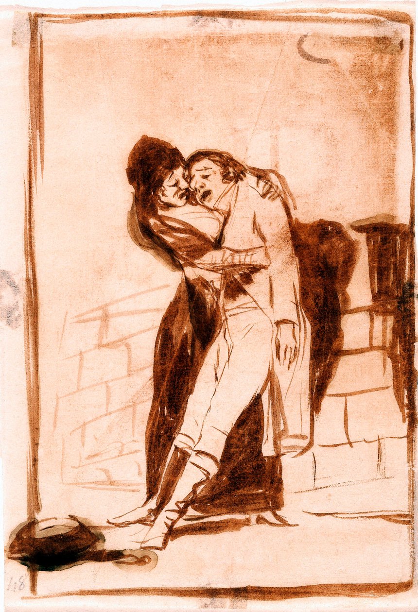 "Paikat" (Los caprichos): Rakkaus ja kuolema. Valmistelupiirustus 1797-1798 (piirustus) tekijältä Francisco de Goya