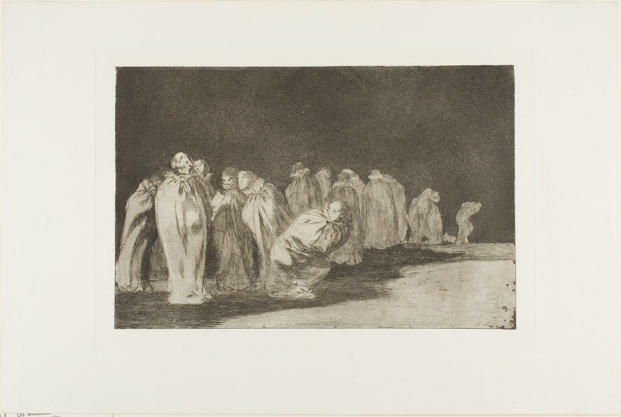Säkkikankaan alla on jotakin, eli miestä ei voi arvioida vaatteidensa perusteella, levy kahdeksan Los Proverbios -teoksesta. tekijältä Francisco Jose de Goya y Lucientes