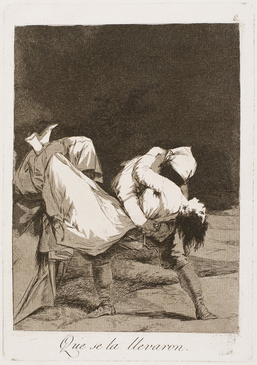 They Carried Her Off!, levy kahdeksan, Los Caprichos, 1797-99 tekijältä Francisco de Goya