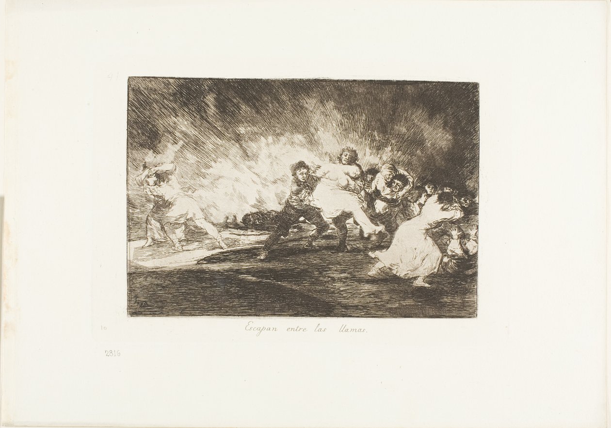 He pakenevat liekkien läpi, levy 41 The Disasters of Warista tekijältä Francisco Jose de Goya y Lucientes