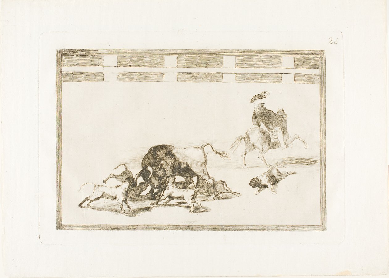 He Loose Dogs on the Bull, levy 25 Art of Bullfightingista tekijältä Francisco Jose de Goya y Lucientes