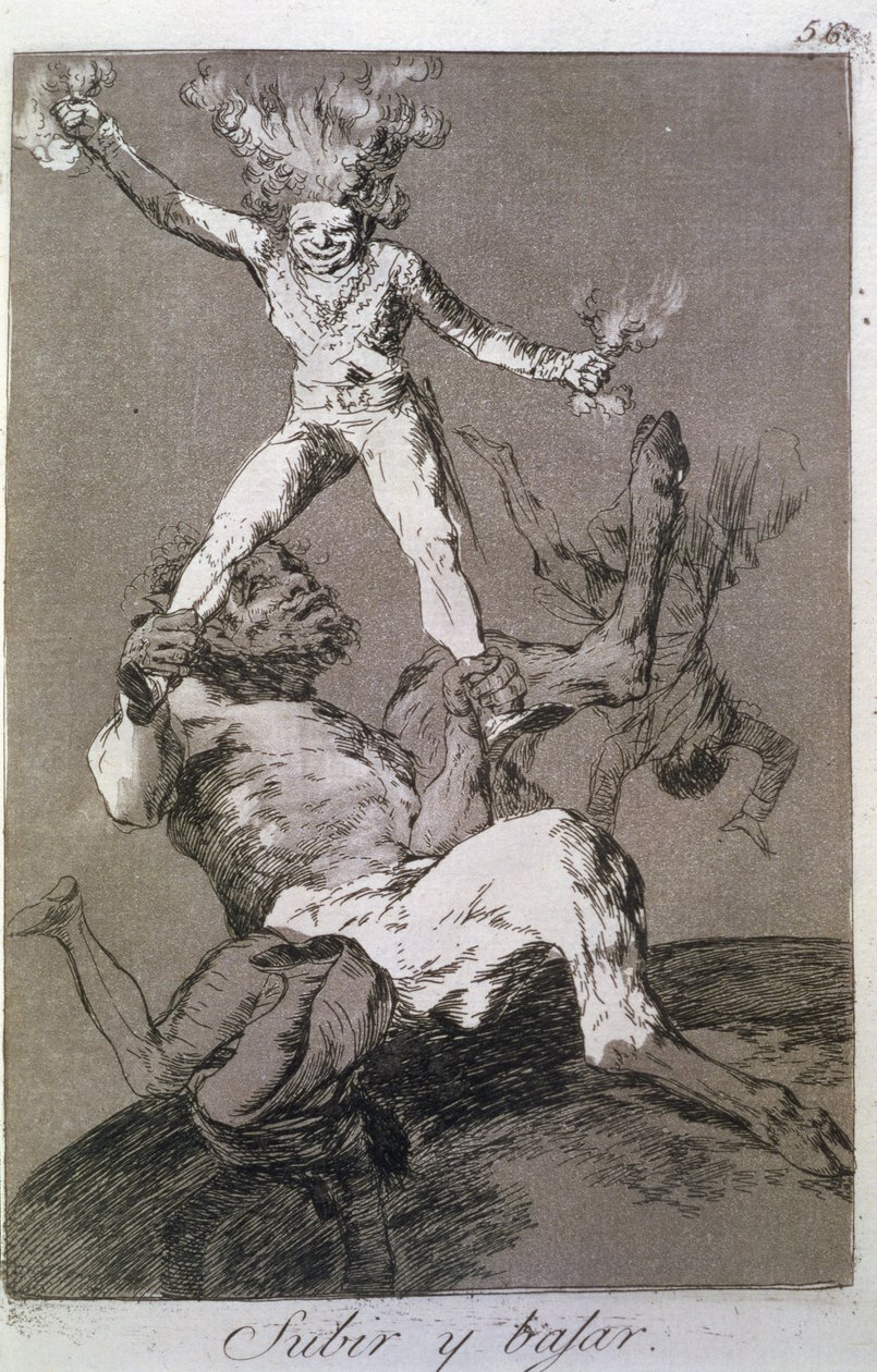 Nousta ja laskea, levy 56 "Los caprichos" tekijältä Francisco Jose de Goya y Lucientes