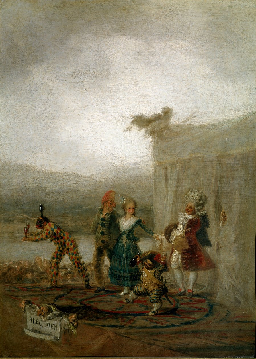 Matkustavat sarjakuvanäyttelijät Hahmot (mukaan lukien kääpiö ja arlekiini (Arlecchino, Harlequin)) inspiroivat Commedia dell