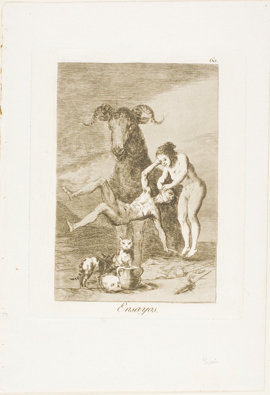 Kokeilut, levy 60 Los Caprichosista tekijältä Francisco Jose de Goya y Lucientes
