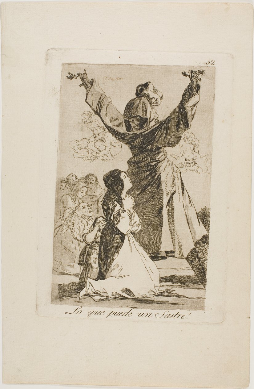 Mitä räätäli voi tehdä!, levy 52, Los Caprichos tekijältä Francisco Jose de Goya y Lucientes