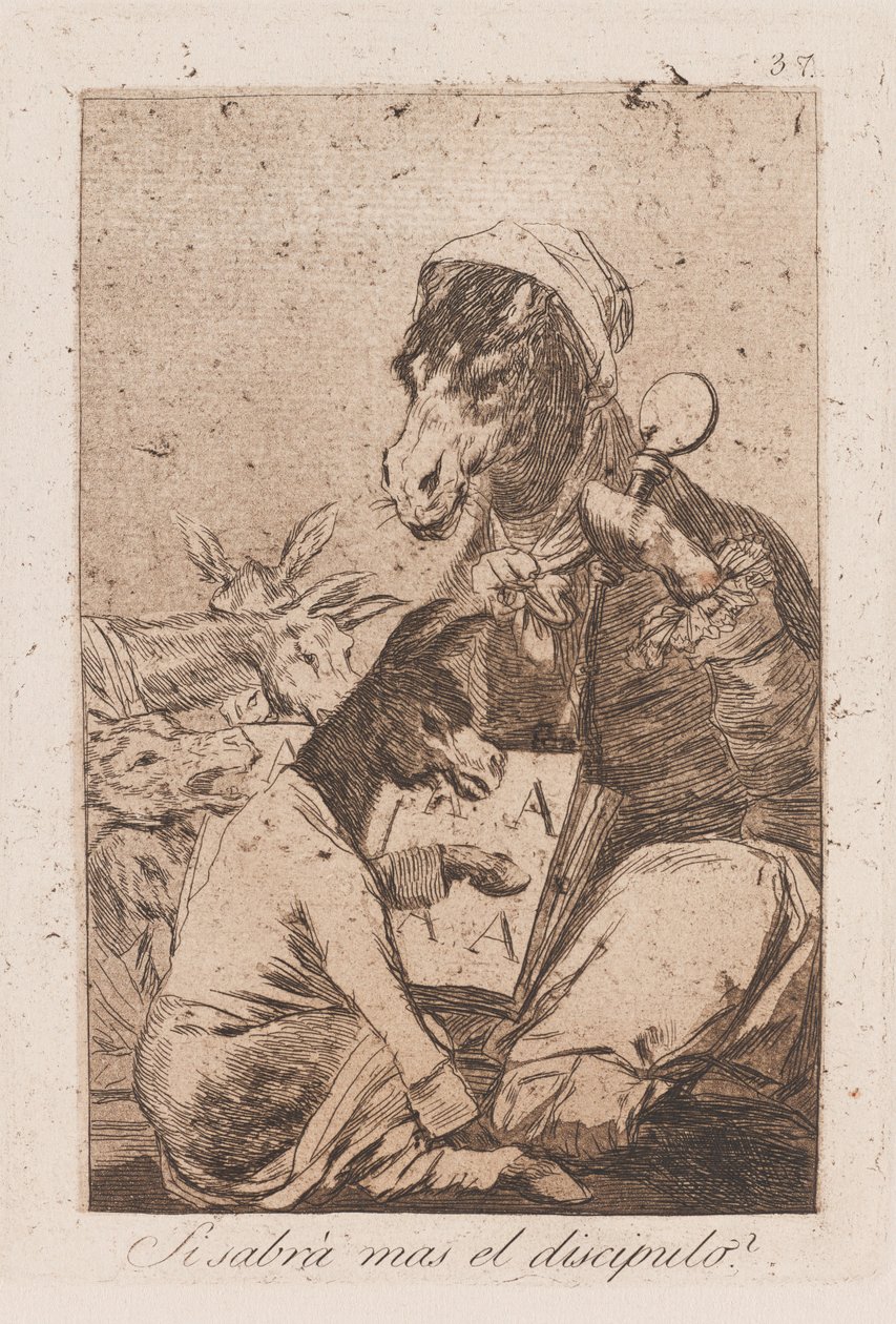 Tietääkö oppilas enemmän kuin mestari?, 1700-luvun loppu - 1800-luvun alku (painettu) tekijältä Francisco de Goya