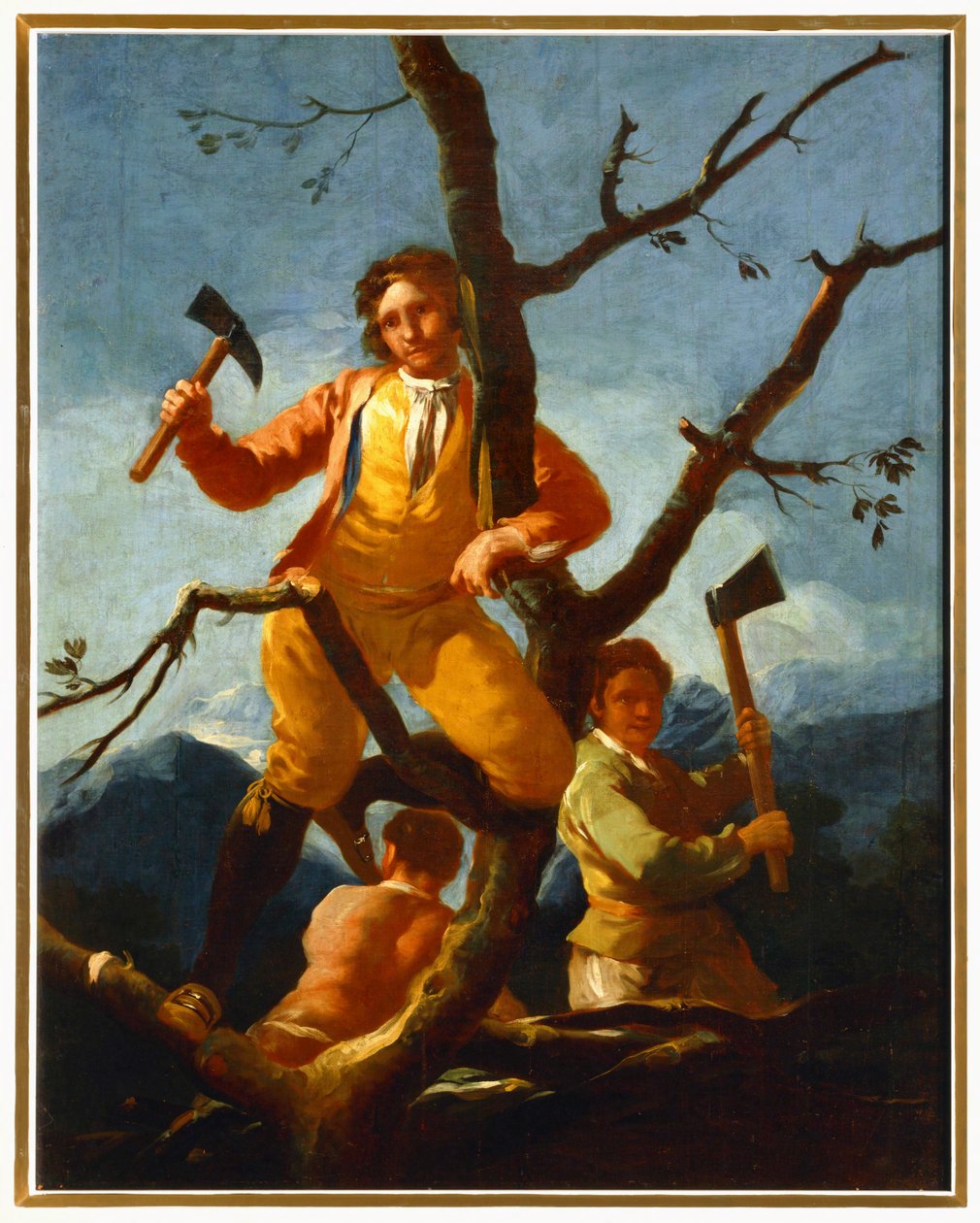 Puuleikkaajat Cartoon seinävaatetta varten El Escorialissa ... (maalaus kankaalle) tekijältä Francisco Jose de Goya y Lucientes