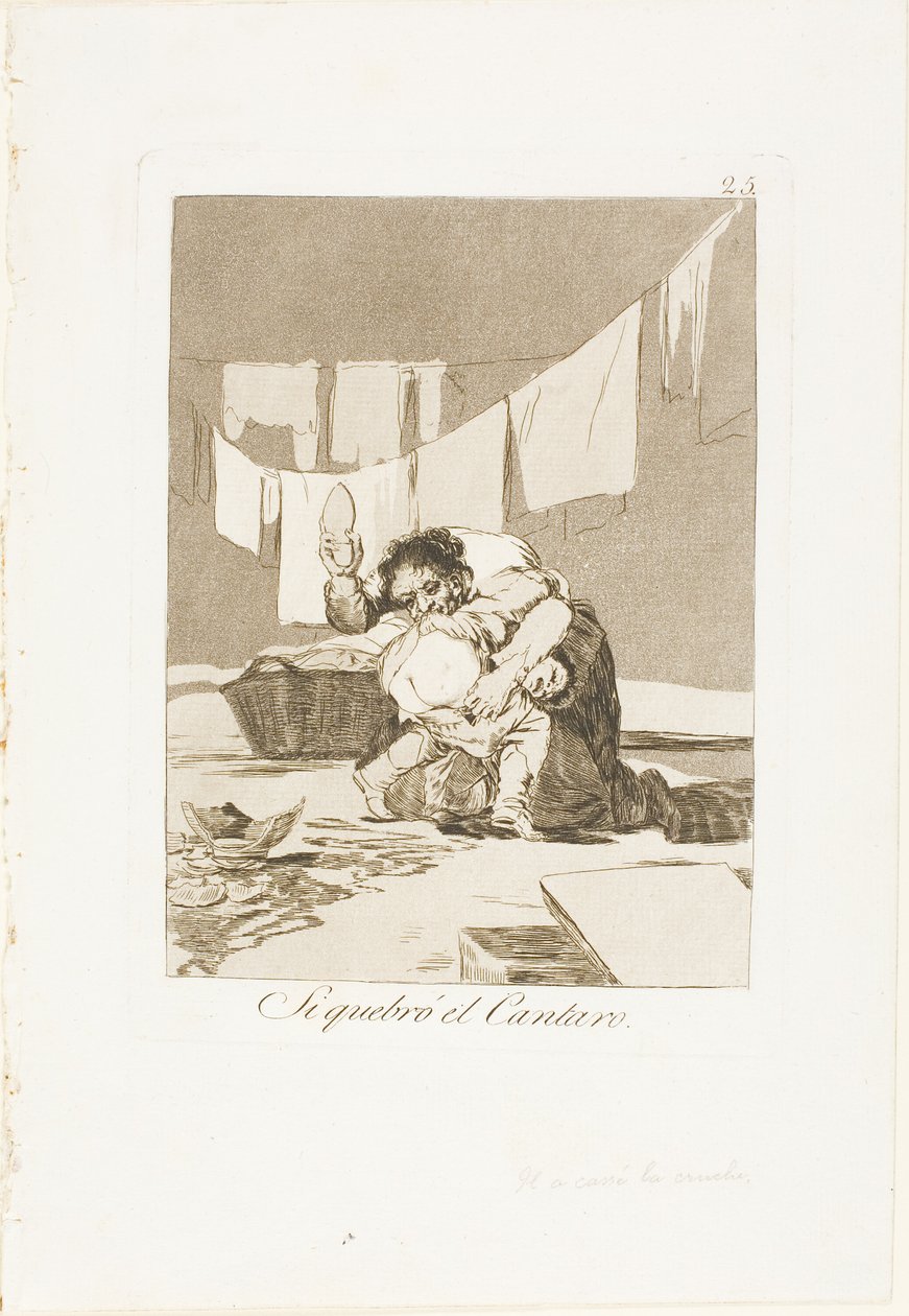 Kyllä, hän rikkoi potin, levy 25 Los Caprichosista tekijältä Francisco Jose de Goya y Lucientes