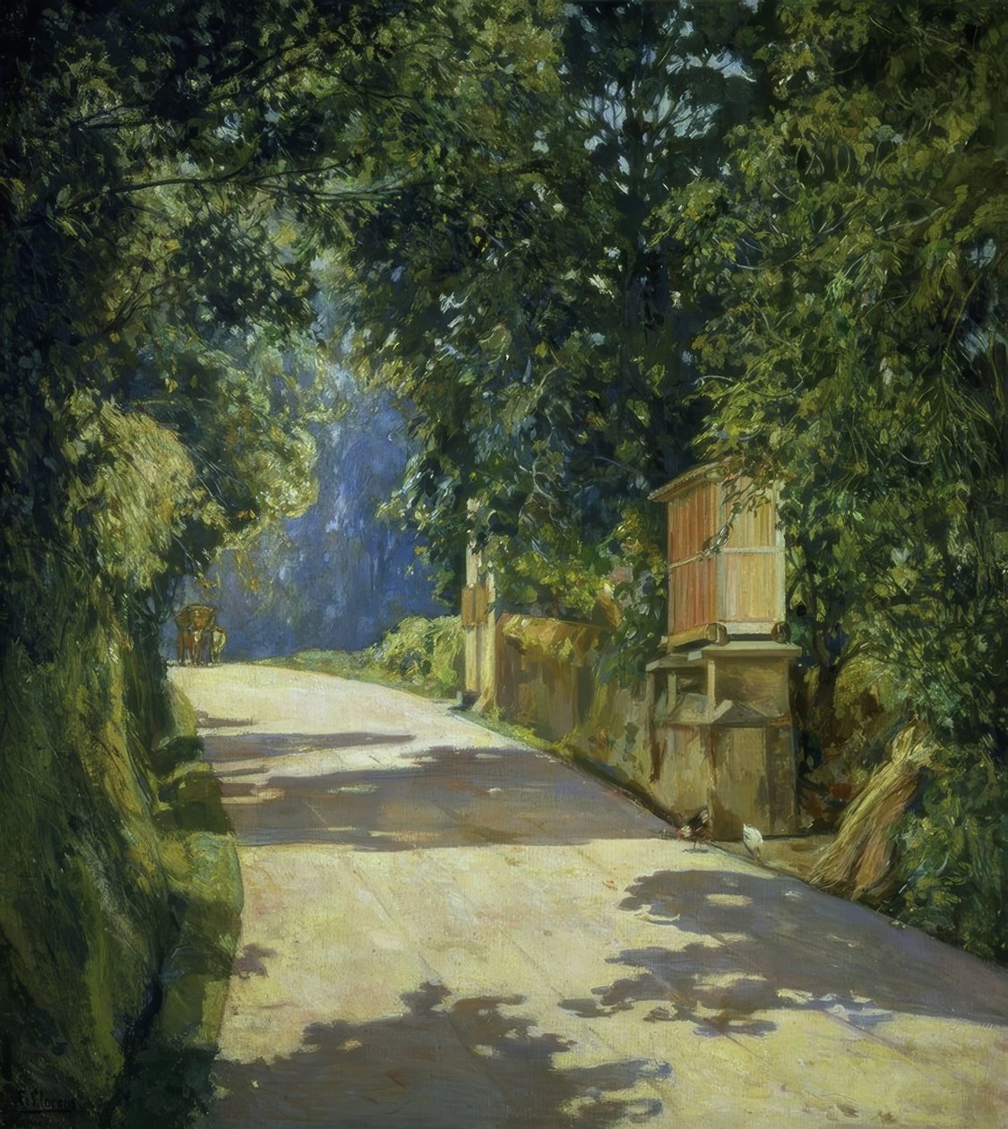 EL HORREO Y EL CARRO - 1944 - 100X90 CM tekijältä Francisco Llorens Diaz