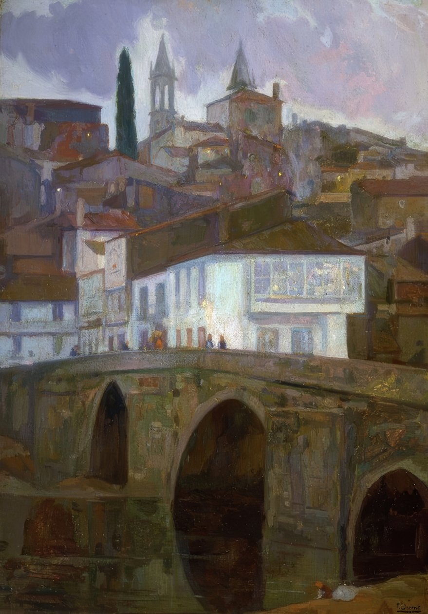 VALOJEN VÄLILLÄ (BETANZOS) –ÖLJY / KANAVA – 1918–90X62 CM– tekijältä Francisco Llorens Diaz