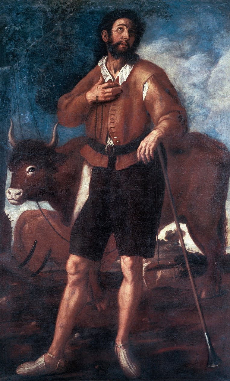 Pyhän Isidoren kyntäjän (1080-1130) esitys, Hän sai ihmeellisesti veden nousemaan kuivan maaperän vedestä. Francisco Ribaltan (1565-1628) maalaus Valencia. Museo de Bellas Artes San Pio V, Espanja tekijältä Francisco Ribalta