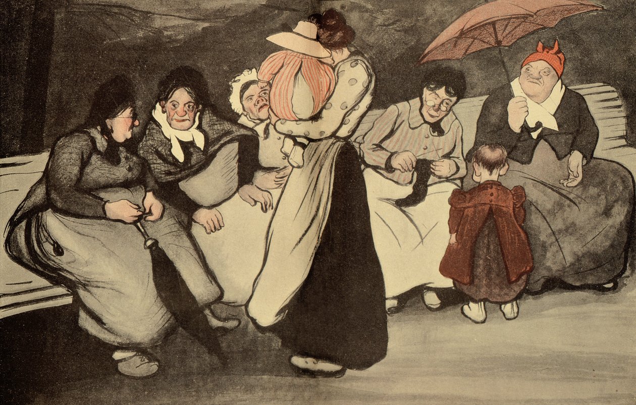 Aurinkoinen sunnuntai raittiissa ilmassa, sarjakuva LAssiette au Beurresta, 23. elokuuta 1902 tekijältä Francisco Sancha y Lengo