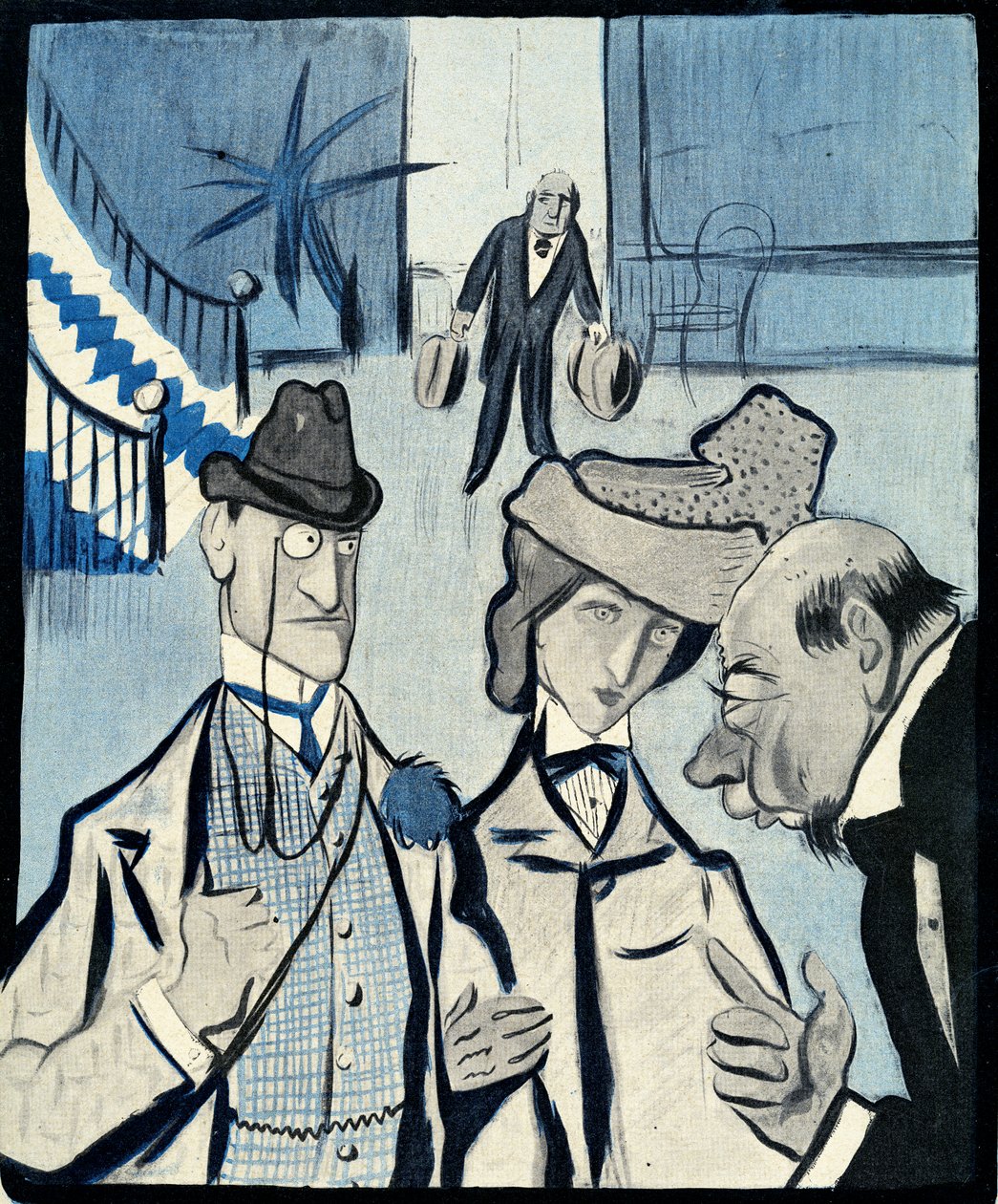 Englantilainen pariskunta kirjautumassa ranskalaiseen hotelliin, 1903 tekijältä Francisco Sancha y Lengo