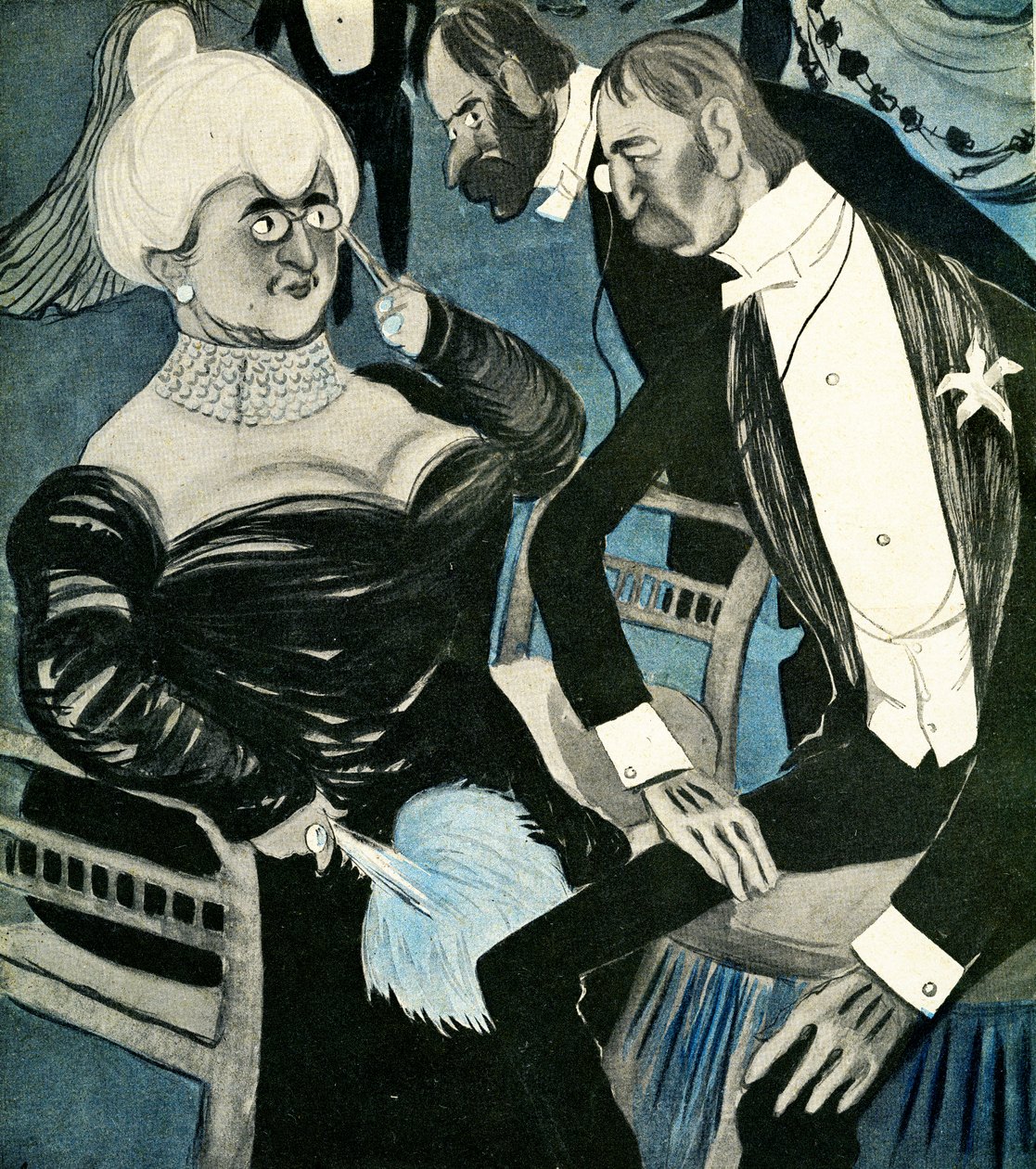 Englantilainen mies pyytää ranskalaista naista tanssimaan, 1905. tekijältä Francisco Sancha y Lengo
