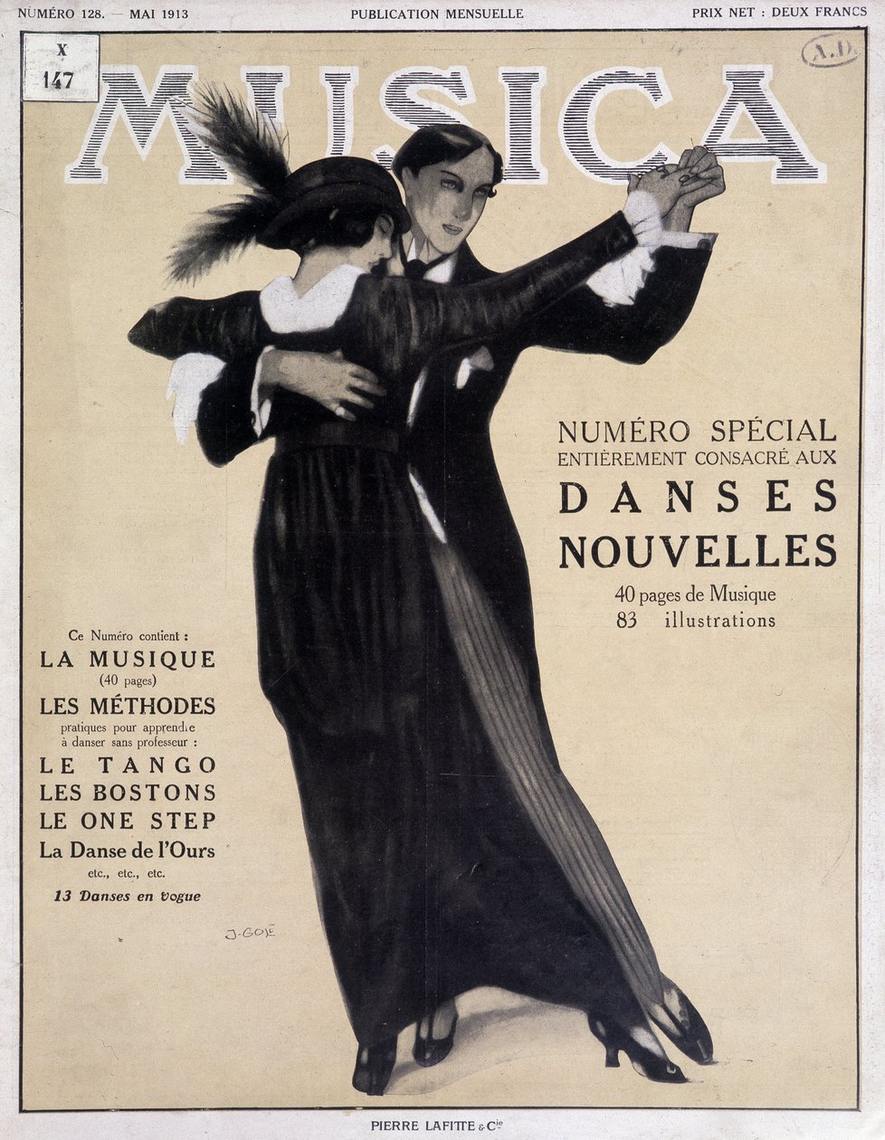Numero special dances nouvelles (pari tanssii tangoa) - kuvitus Francisco Javier Gose (1876-1915) "" Musica"", toukokuu 1913 tekijältä Francesc Xavier Gosé