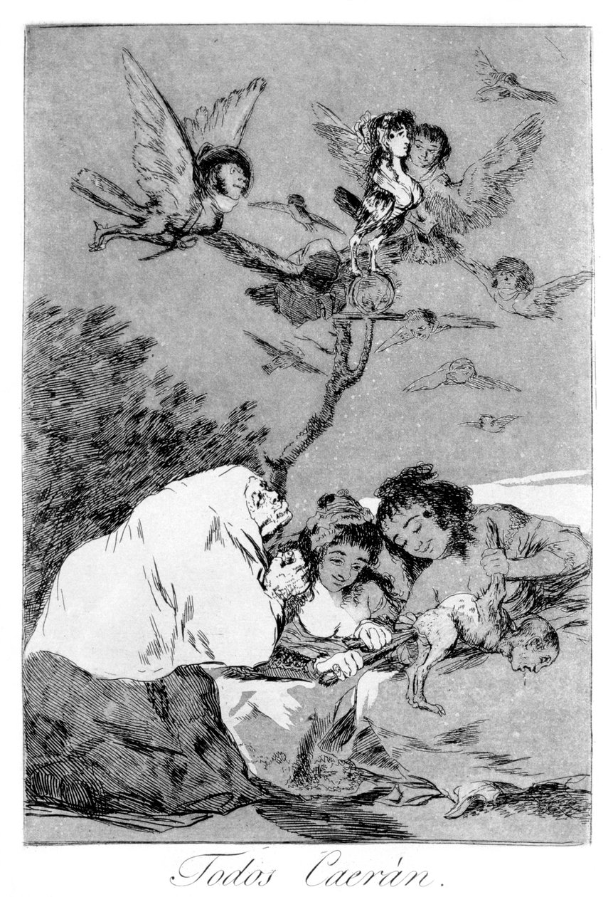 Kaikki putoavat, 1799 tekijältä Francisco de Goya